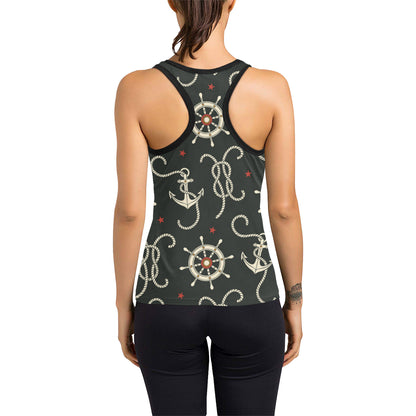 Nautical Anchor Pattern Women's Racerback Tank Top