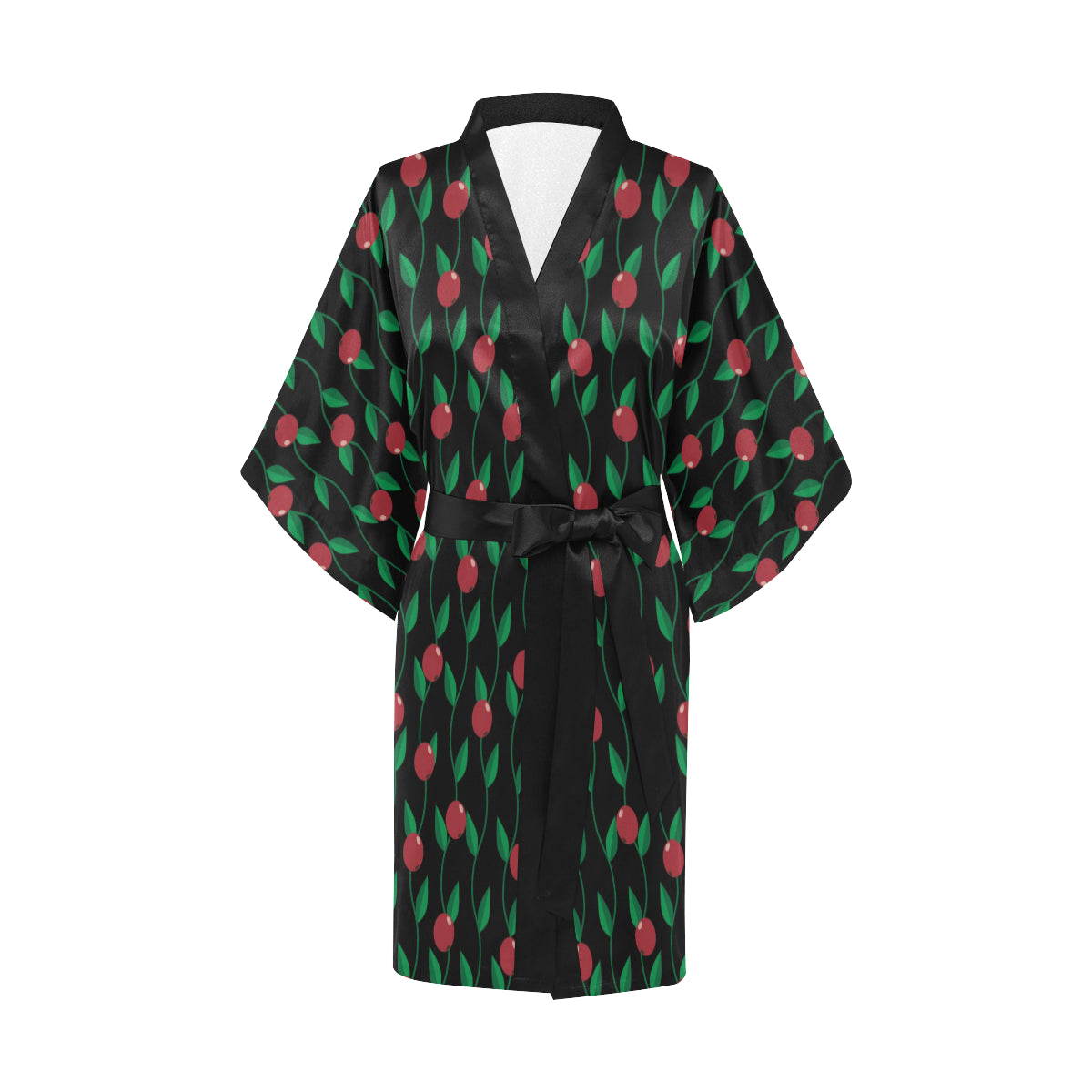 Cranberry Pattern Print Design CB01 Women Kimono Robe