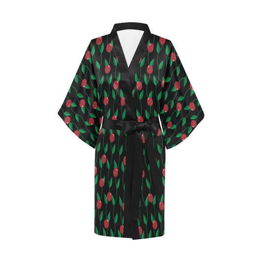 Cranberry Pattern Print Design CB01 Women Kimono Robe