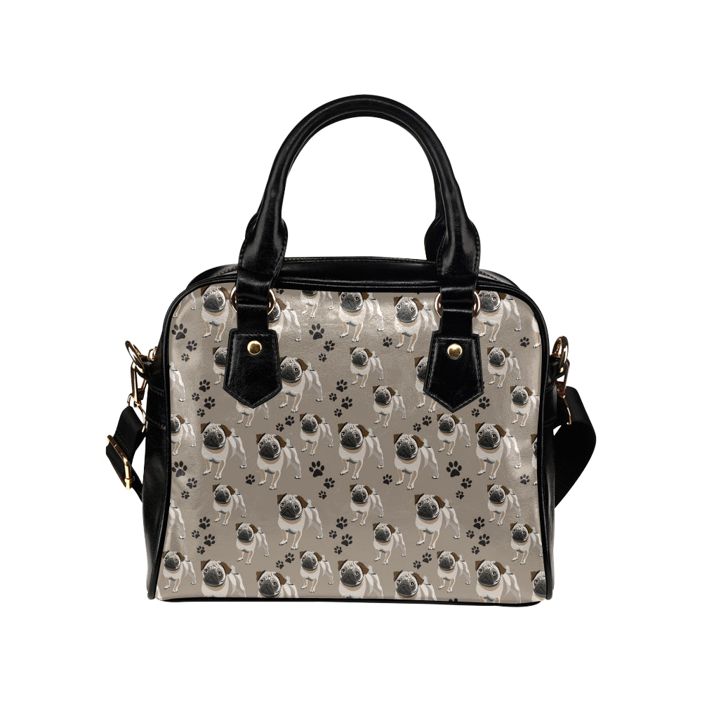 Pug Pattern Print Design A04 Shoulder Handbag