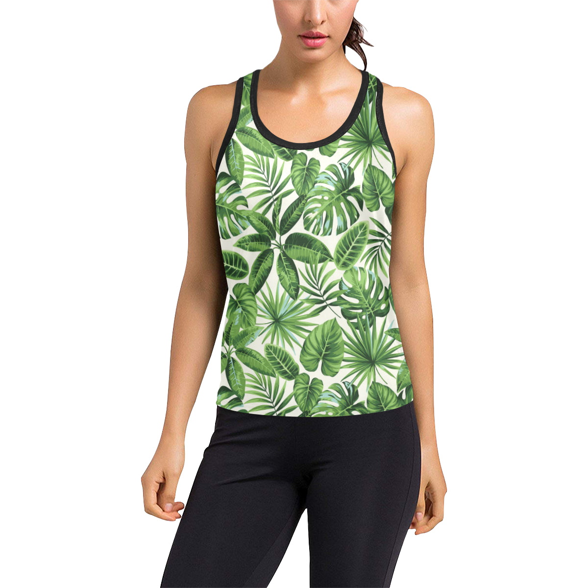 Tropical Flower Pattern Print Design TF013 Women's Racerback Tank Top