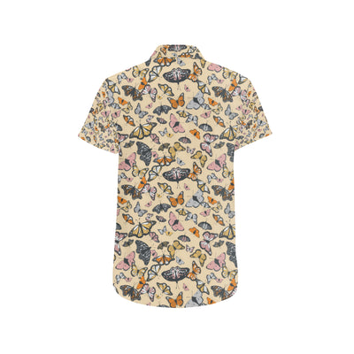 Butterfly Pattern Print Design 04 Men's Short Sleeve Button Up Shirt