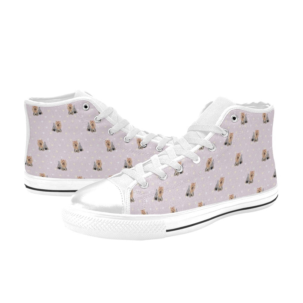 Yorkshire Terriers Print Design LKS302 High Top Women's White Shoes