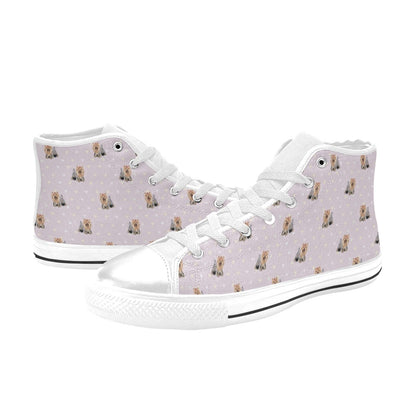 Yorkshire Terriers Print Design LKS302 High Top Women's White Shoes