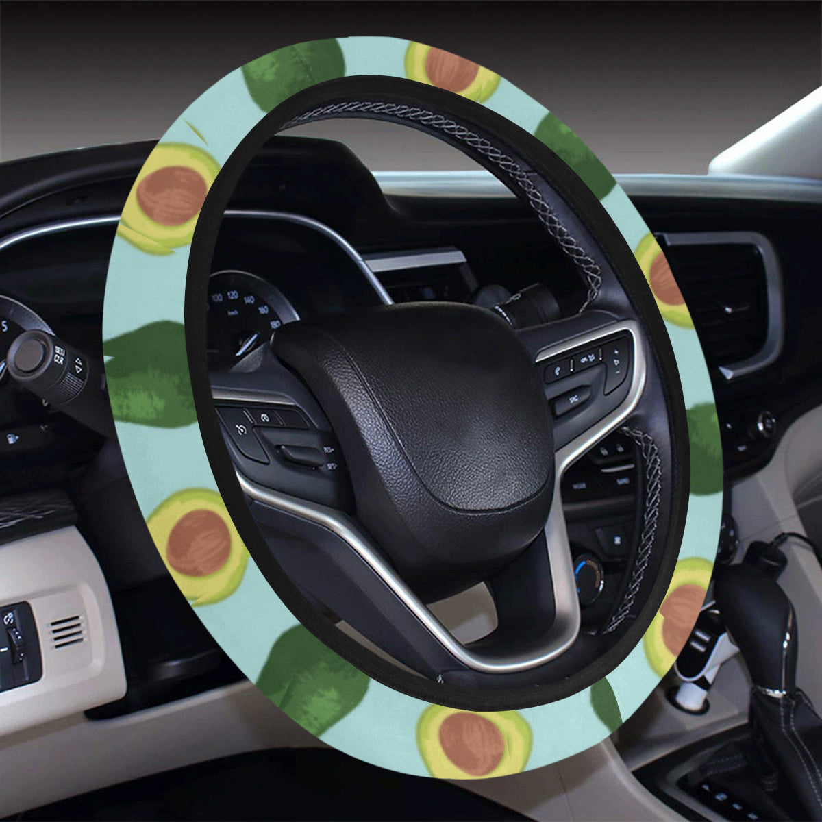 Avocado Pattern Print Design 04 Steering Wheel Cover with Elastic Edge