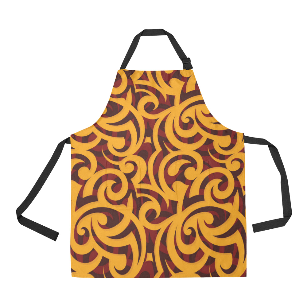 Maori Pattern Print Design 02 Apron with Pocket