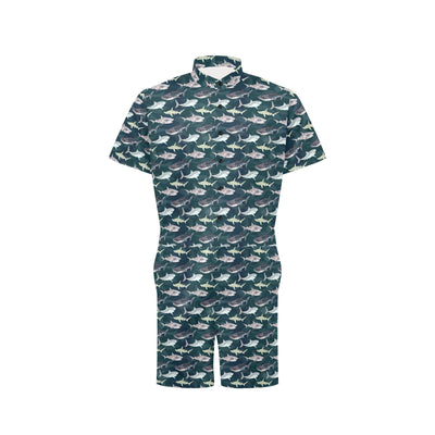 Shark Pattern Print Men's Romper