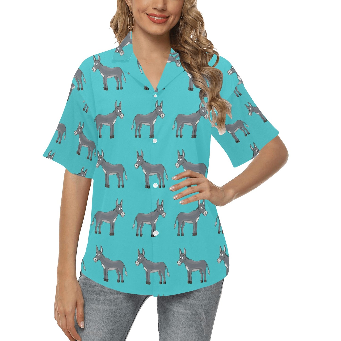 Donkey Pattern Print Design 01 Women's Hawaiian Shirt