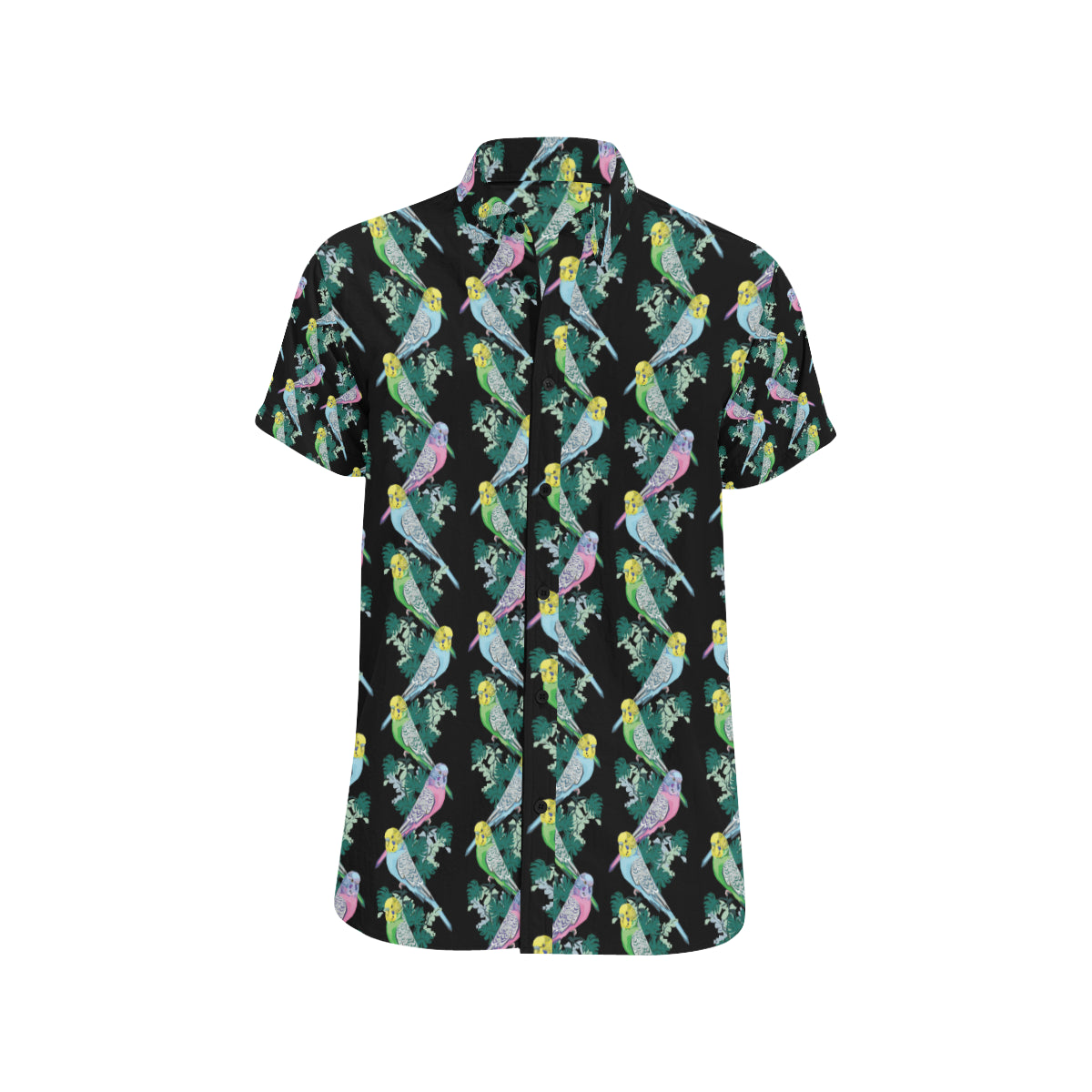 Budgerigar Pattern Print Design 03 Men's Short Sleeve Button Up Shirt
