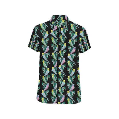 Budgerigar Pattern Print Design 03 Men's Short Sleeve Button Up Shirt
