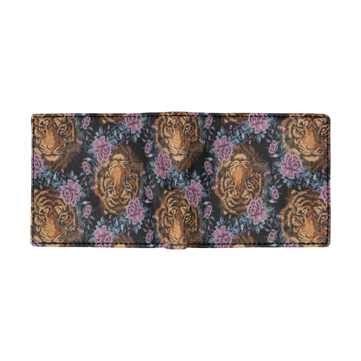 Tiger Head Floral Men's ID Card Wallet