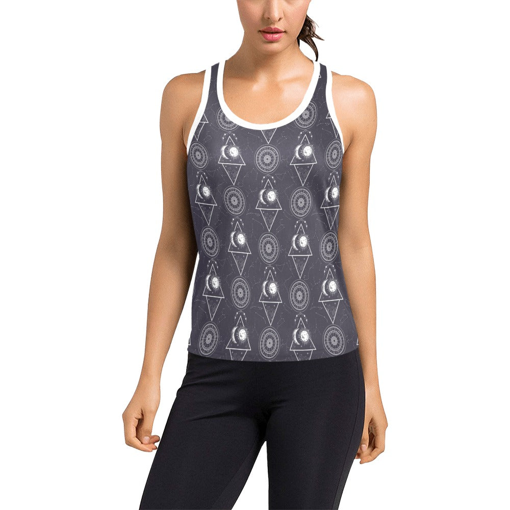 Sun Moon Print Design LKS309 Women's Racerback Tank Top