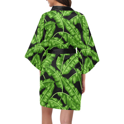 Banana Leaf Pattern Print Design BL01 Women's Short Kimono