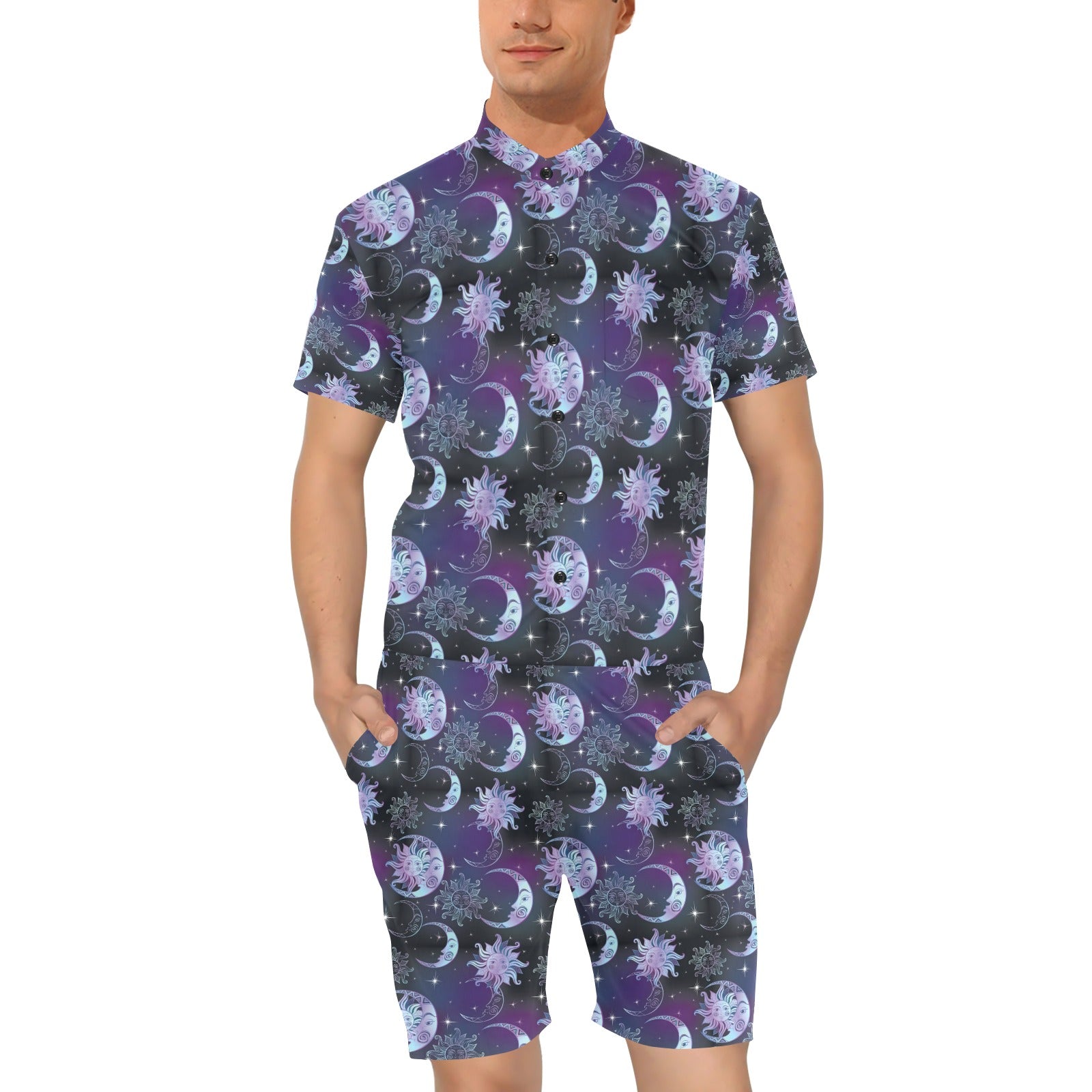 Sun Moon Print Design LKS303 Men's Romper