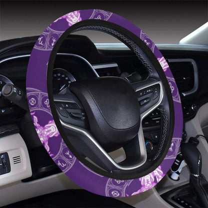 Capricorn Zodiac Pattern Print Design 04 Steering Wheel Cover with Elastic Edge