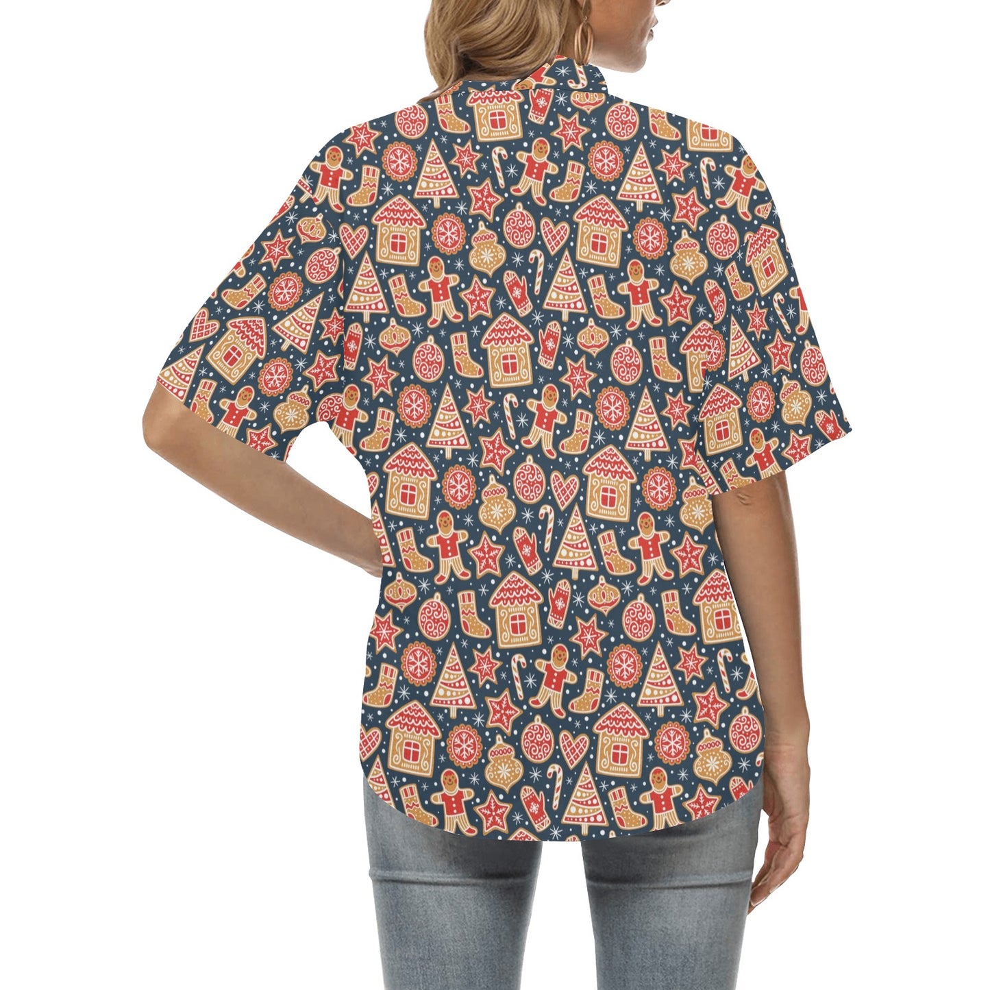 Gingerbread Pattern Print Design 03 Women's Hawaiian Shirt