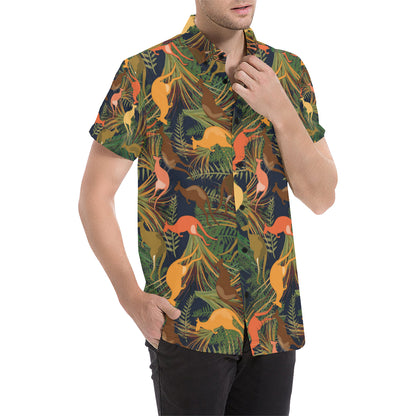 Kangaroos Pattern Print Design 07 Men's Short Sleeve Button Up Shirt