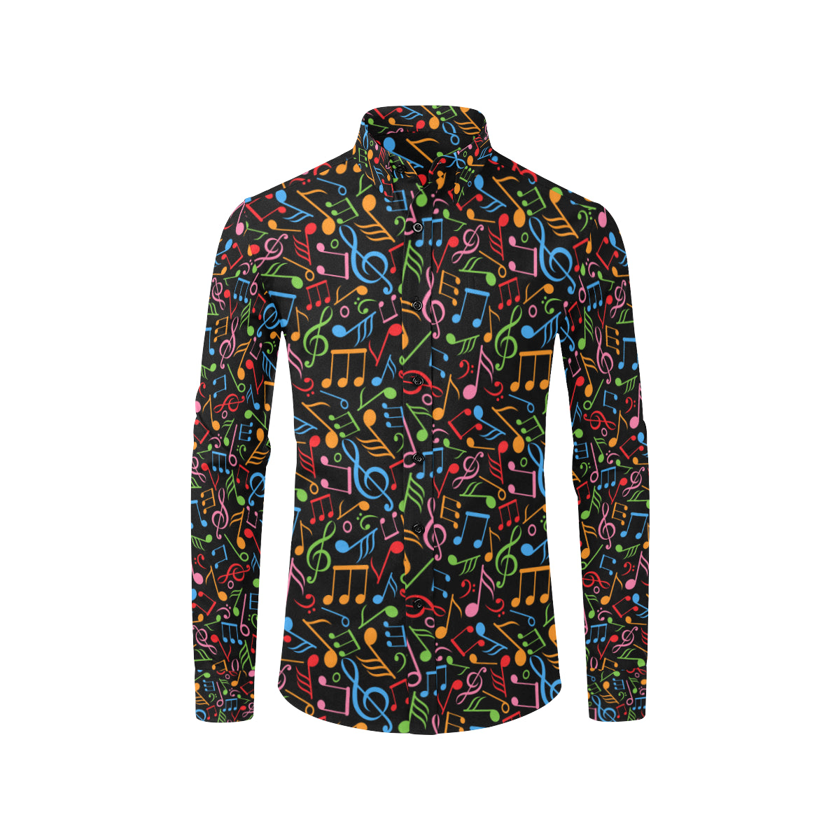 Music Note Colorful Themed Print Men's Long Sleeve Shirt