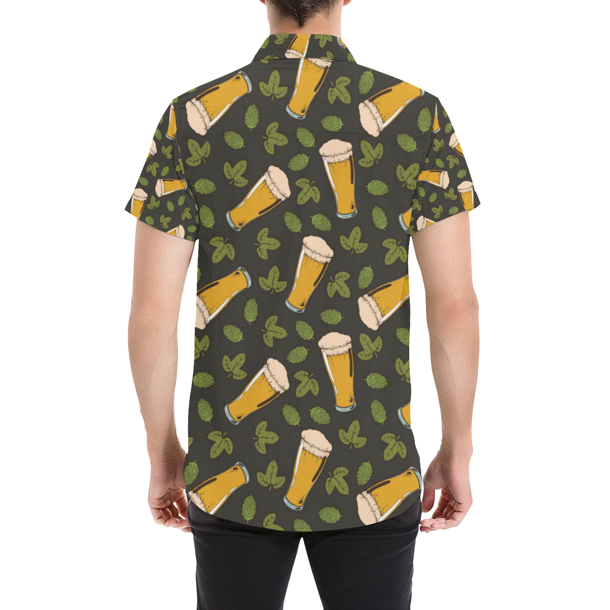 Beer Iris Pattern Print Design 02 Men's Short Sleeve Button Up Shirt