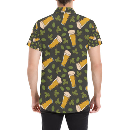 Beer Iris Pattern Print Design 02 Men's Short Sleeve Button Up Shirt