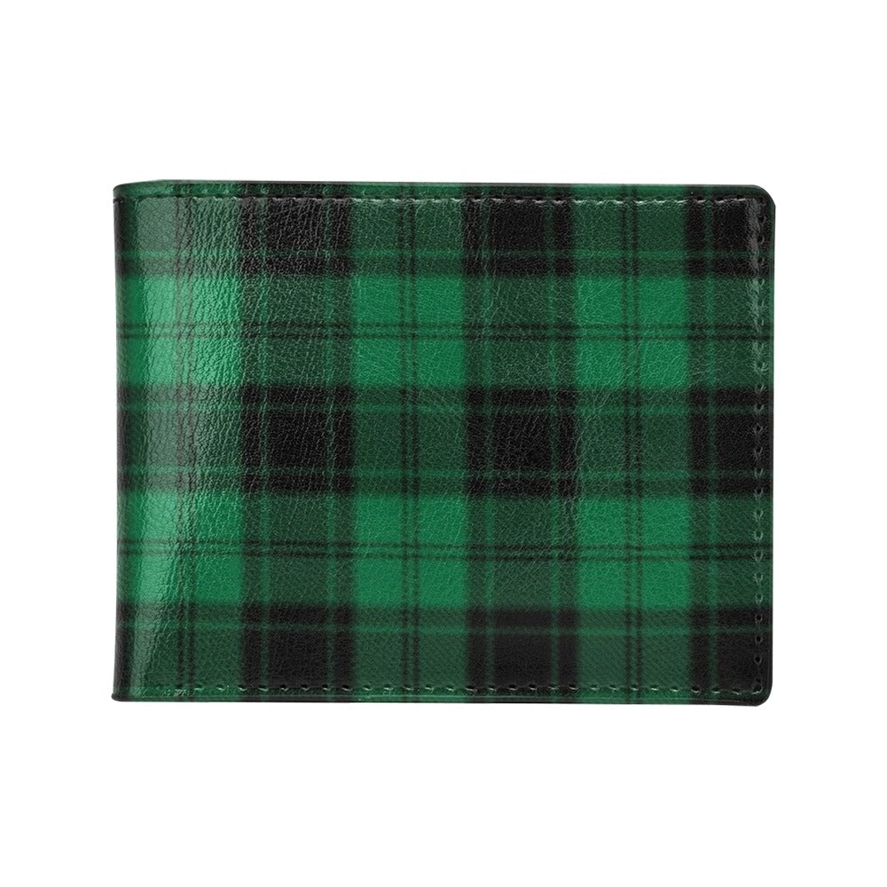 Tartan Green Print Design LKS302 Men's ID Card Wallet