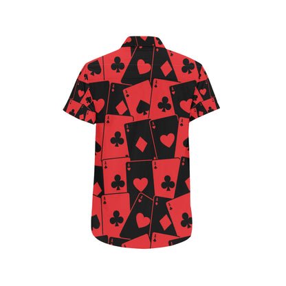 Poker Cards Pattern Print Design A01 Men's Short Sleeve Button Up Shirt