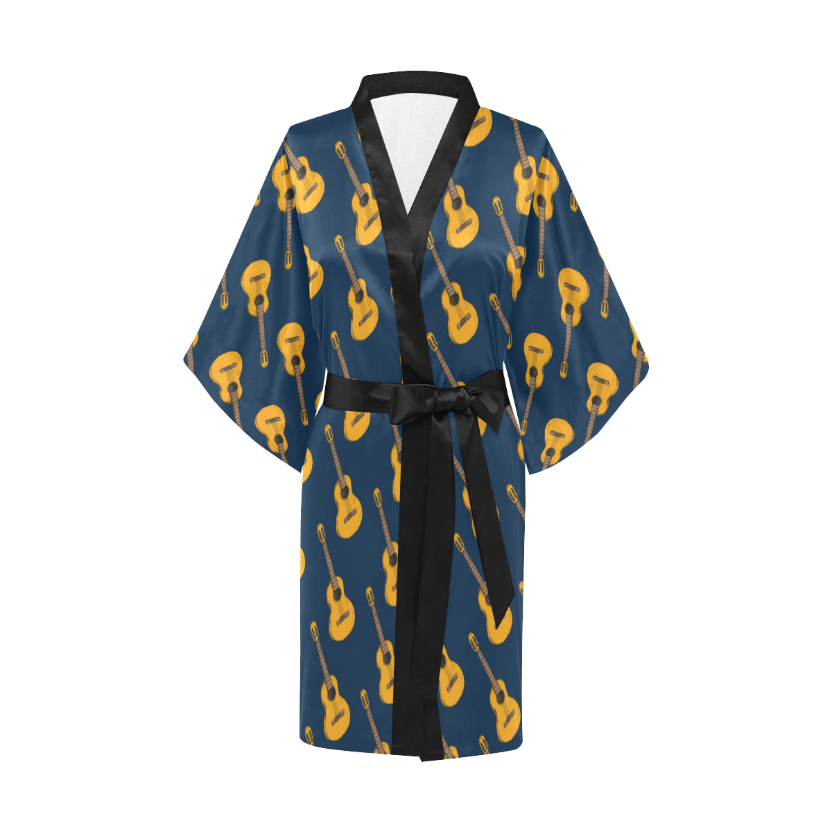 Acoustic Guitar Pattern Print Design 04 Women's Short Kimono