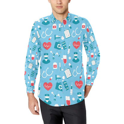 Nurse Pattern Print Design A03 Men's Long Sleeve Shirt