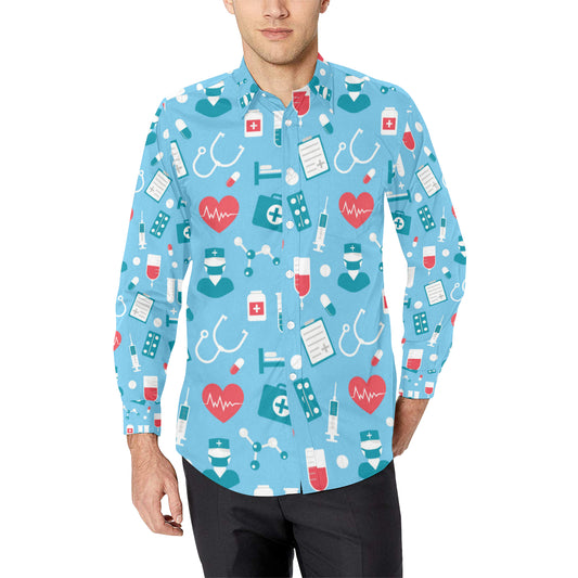 Nurse Pattern Print Design A03 Men's Long Sleeve Shirt
