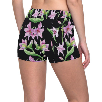 Amaryllis Pattern Print Design AL08 Yoga Shorts