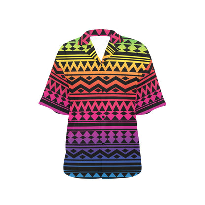 Rainbow Tribal Pattern Print Design A02 Women's Hawaiian Shirt
