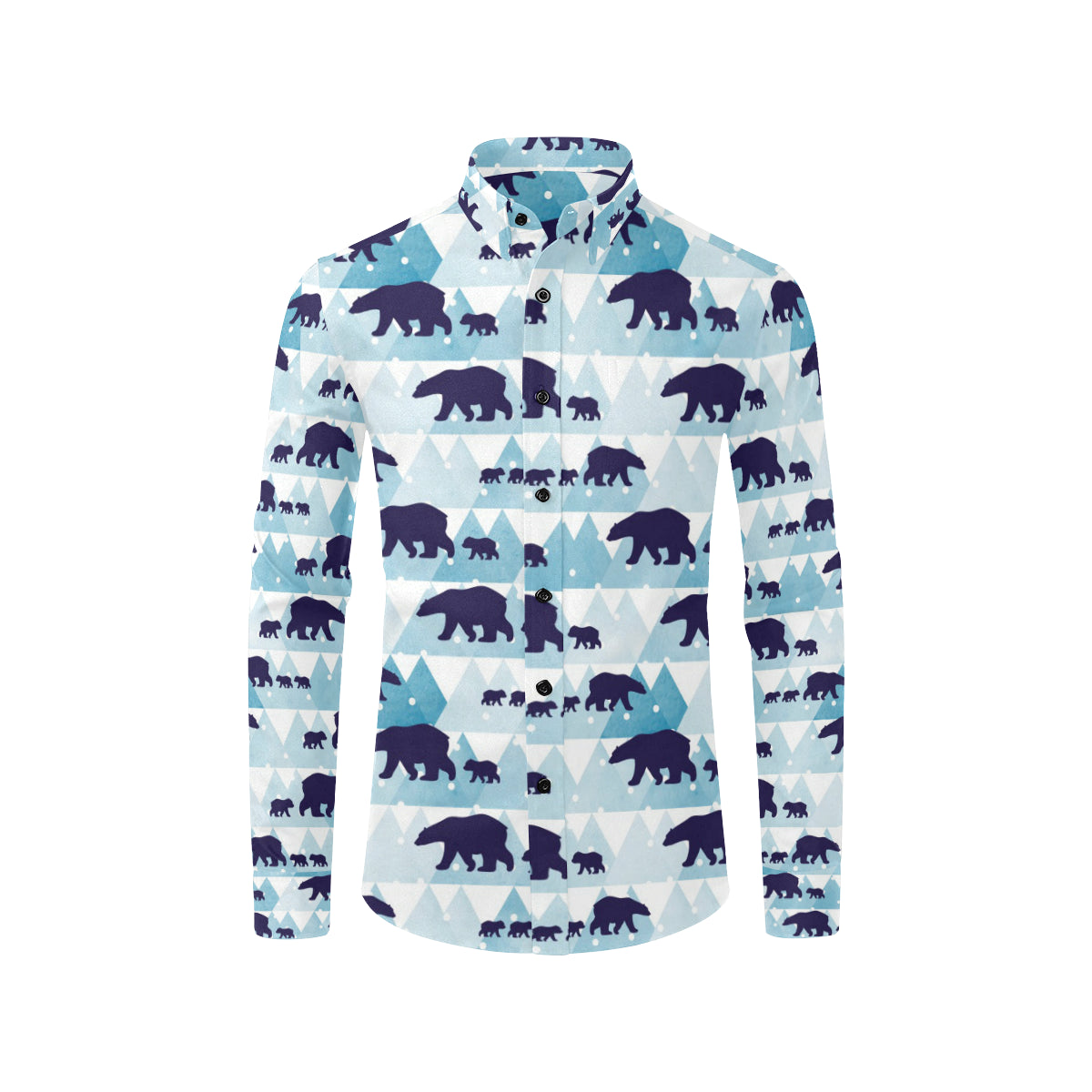 Bear Pattern Print Design BE01 Men's Long Sleeve Shirt