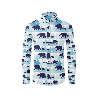 Bear Pattern Print Design BE01 Men's Long Sleeve Shirt