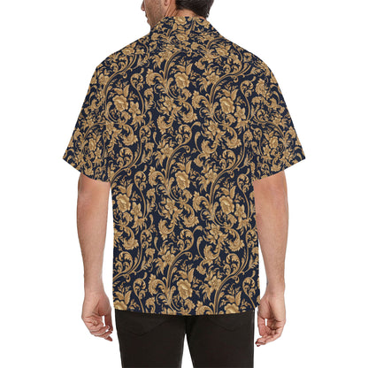 Baroque Golden Pattern Print Design 03 Men's Hawaiian Shirt