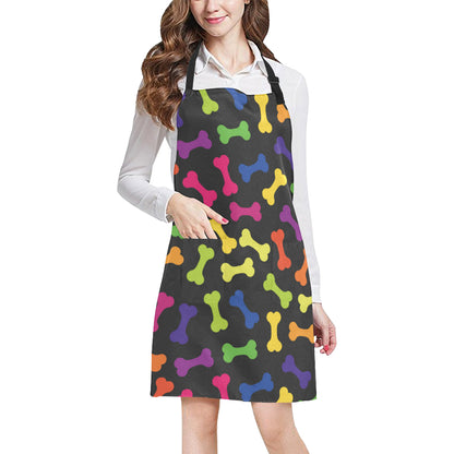 Dog Bone Neon Color Pattern Print Design 02 Apron with Pocket