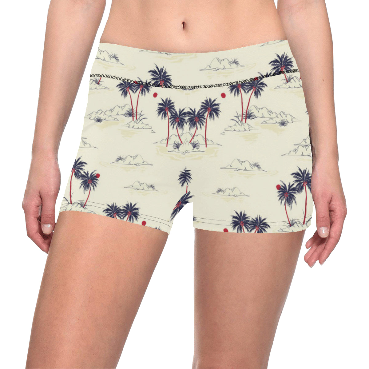 Palm Tree Pattern Print Design PT08 Yoga Shorts