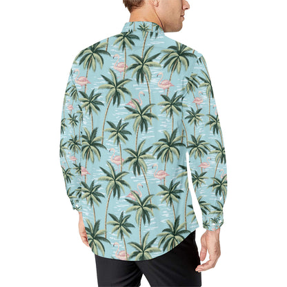 Palm Tree Pattern Print Design PT05 Men's Long Sleeve Shirt