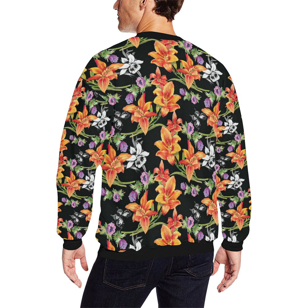 Tropical Flower Pattern Print Design TF02 Men Long Sleeve Sweatshirt