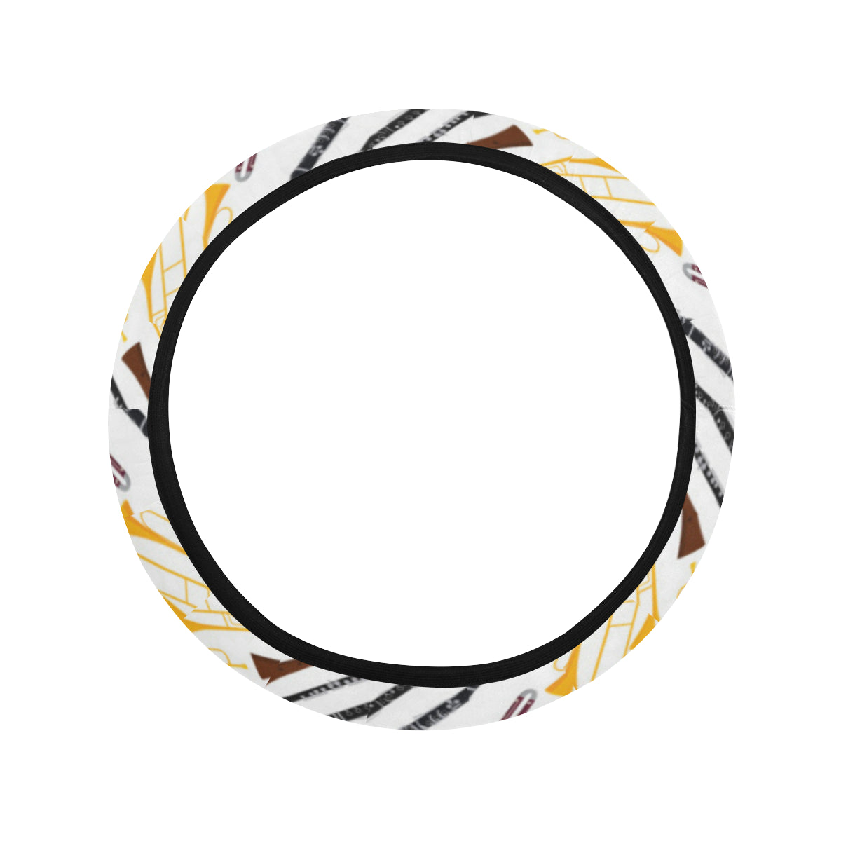 Clarinet Pattern Print Design 01 Steering Wheel Cover with Elastic Edge