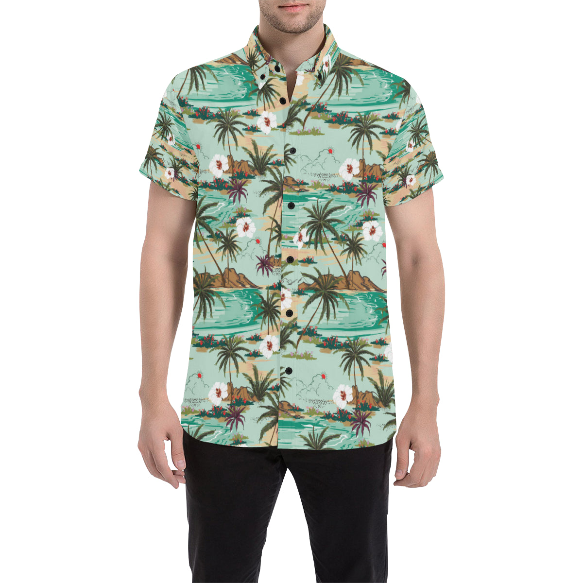 Pacific island Pattern Print Design A03 Men's Short Sleeve Button Up Shirt