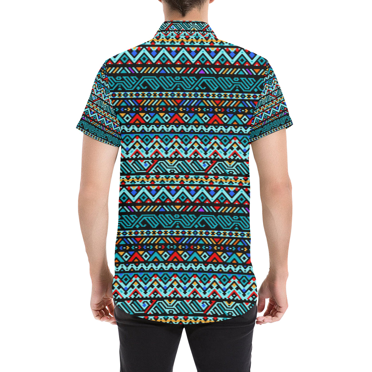 Southwestern Style Men's Short Sleeve Button Up Shirt
