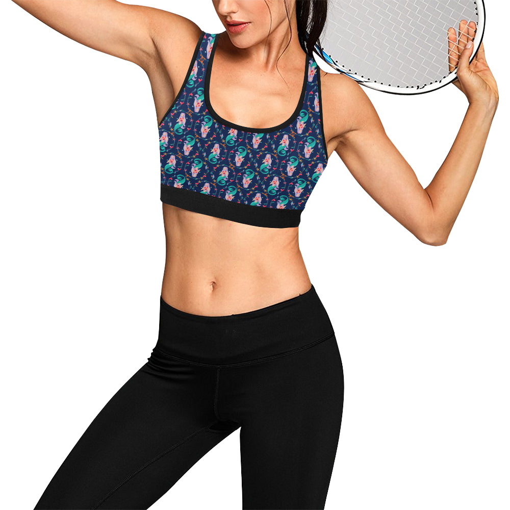 Mermaid Girl Cute Design Print Sports Bra