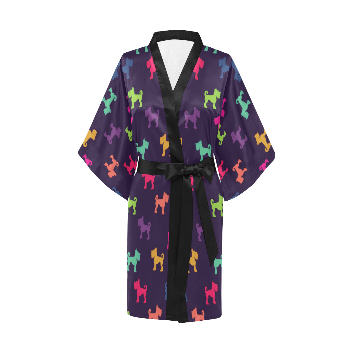 Schnauzers Pattern Print Design A05 Women's Short Kimono