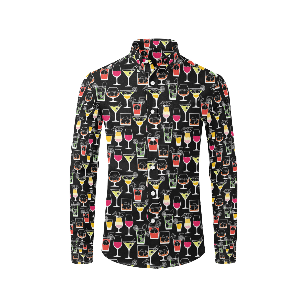 Cocktail Pattern Print Design 01 Men's Long Sleeve Shirt