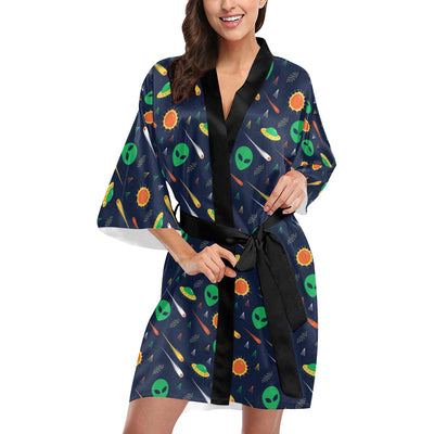 Alien UFO Pattern Print Design 05 Women's Short Kimono