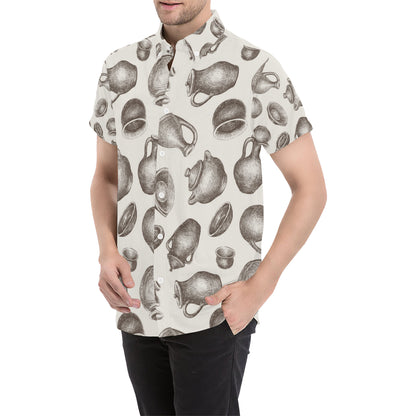 Pottery Pattern Print Design A01 Men's Short Sleeve Button Up Shirt