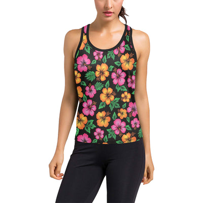 Hibiscus Pattern Print Design HB029 Women's Racerback Tank Top