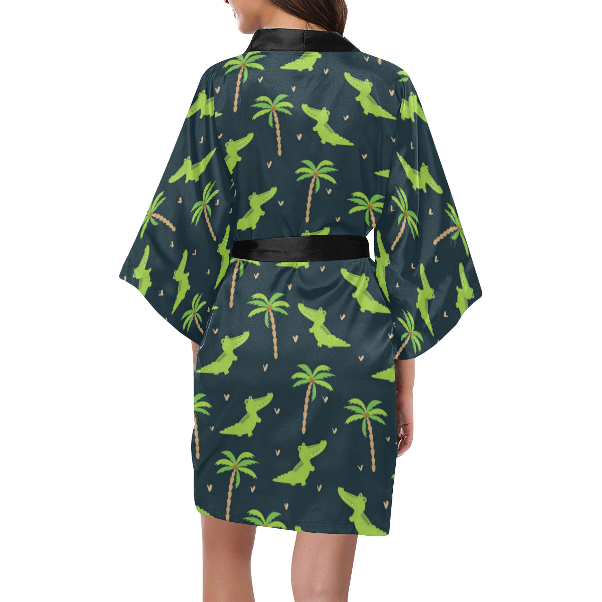 Alligator Pattern Print Design 02 Women's Short Kimono