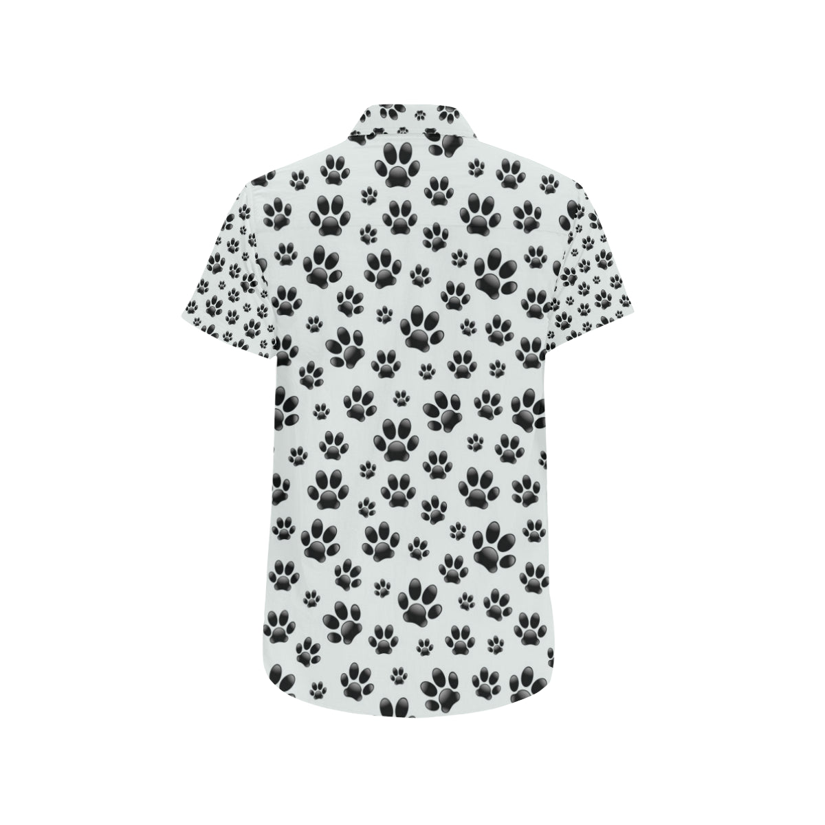 Paw Themed Print Men's Short Sleeve Button Up Shirt