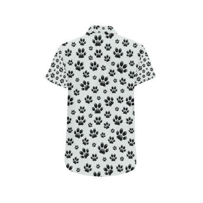 Paw Themed Print Men's Short Sleeve Button Up Shirt